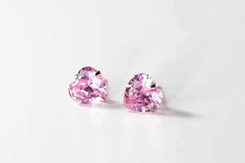 Pink Heart Stud Earrings