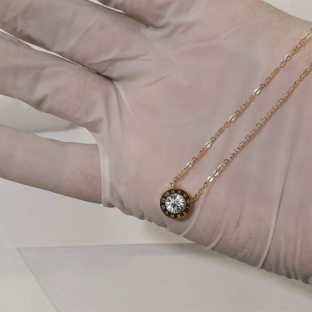 Roman Clock Pendant Necklace