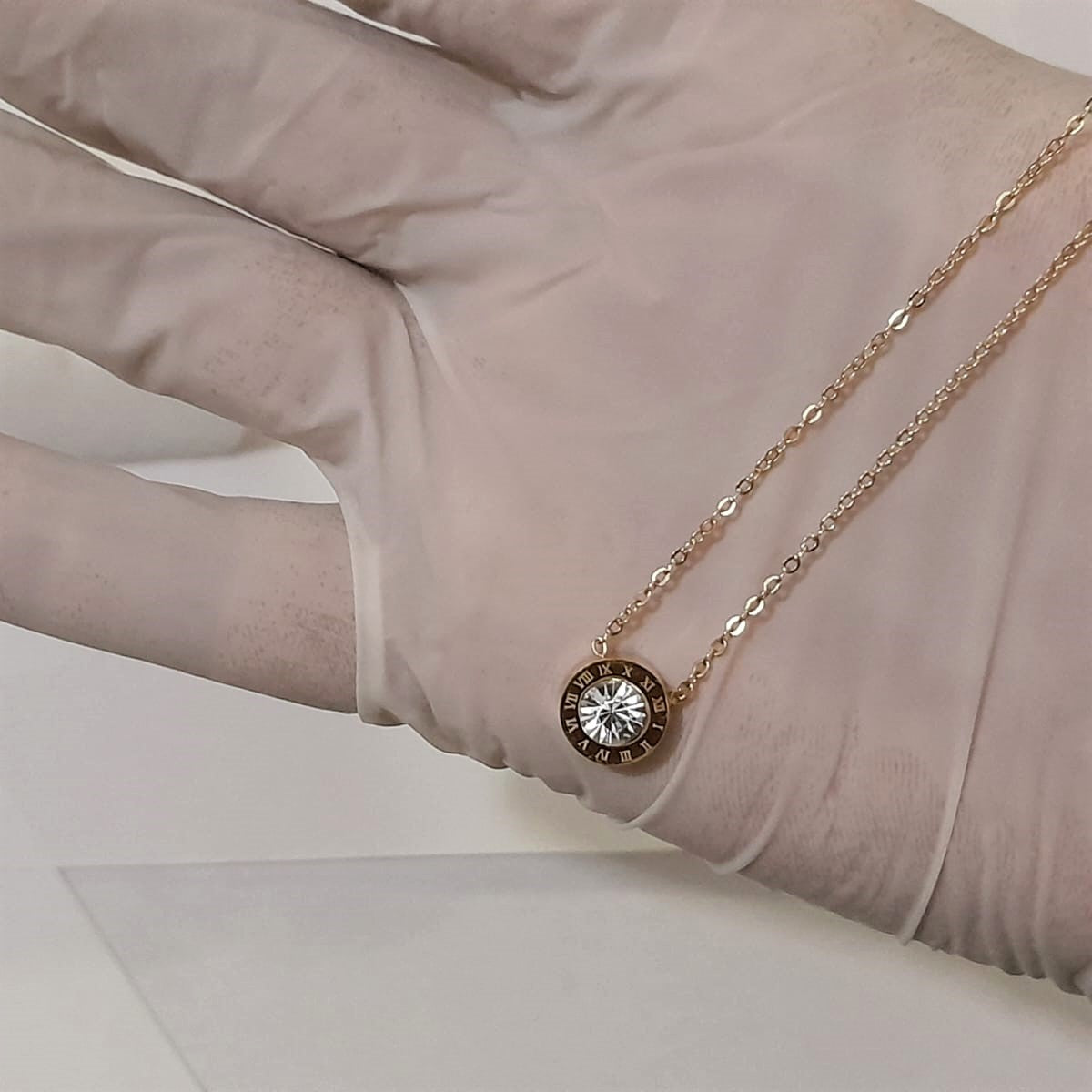 Roman Clock Pendant Necklace