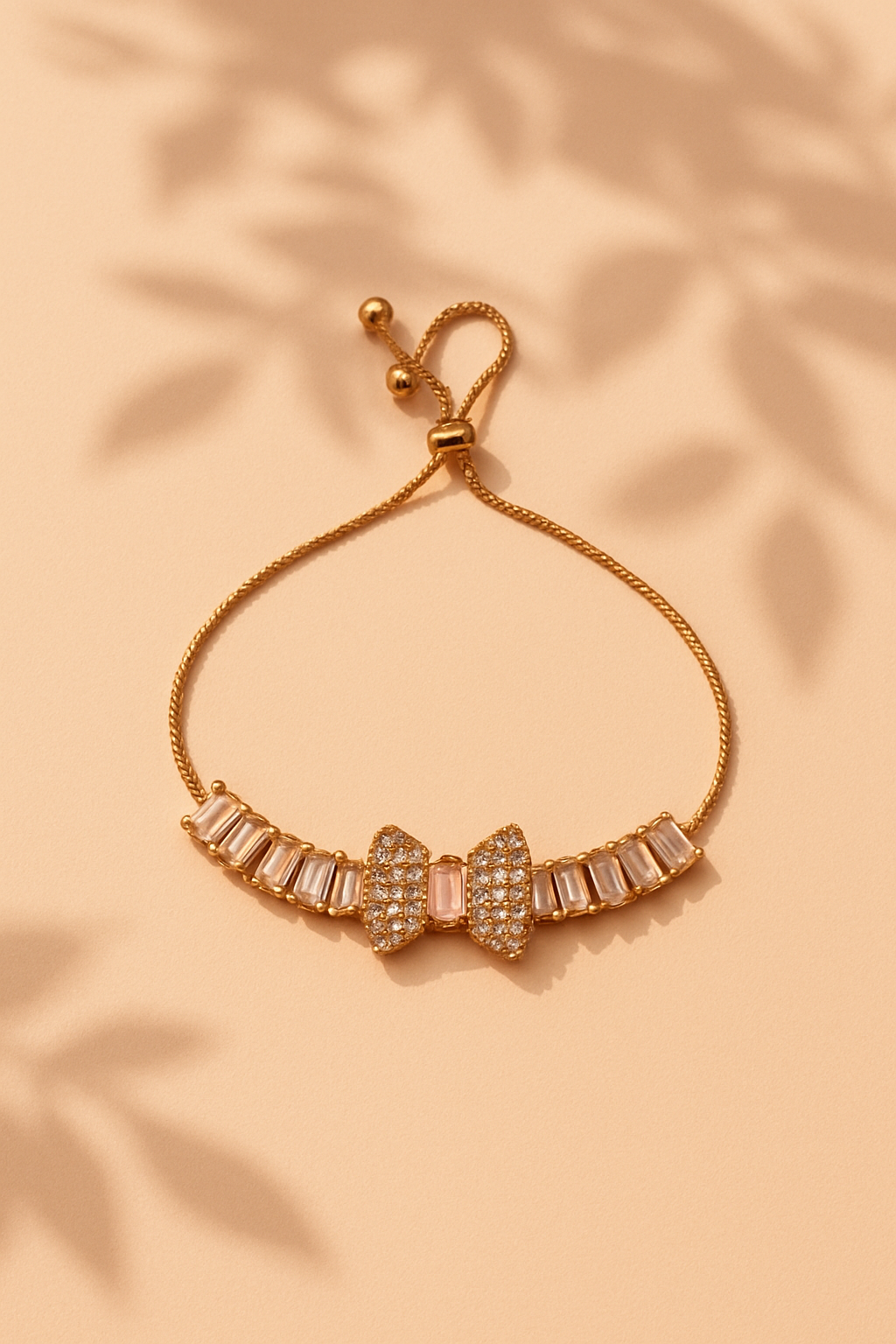 Gold Bow Bracelet – Bronze, Pink & Black