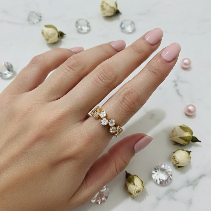 Zirconia Floral Ring