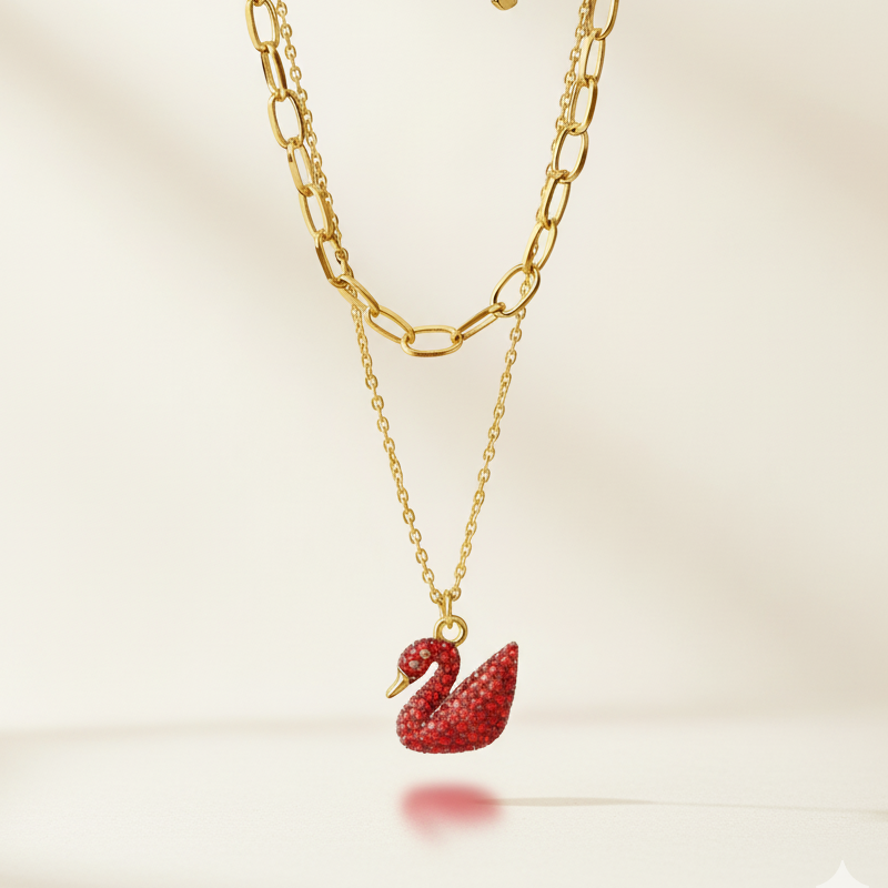 Red Duck Pendant Necklace