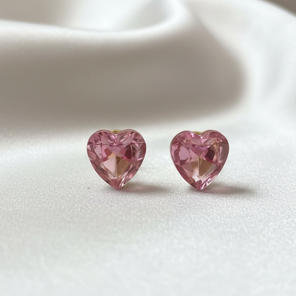 Pink Heart Stud Earrings