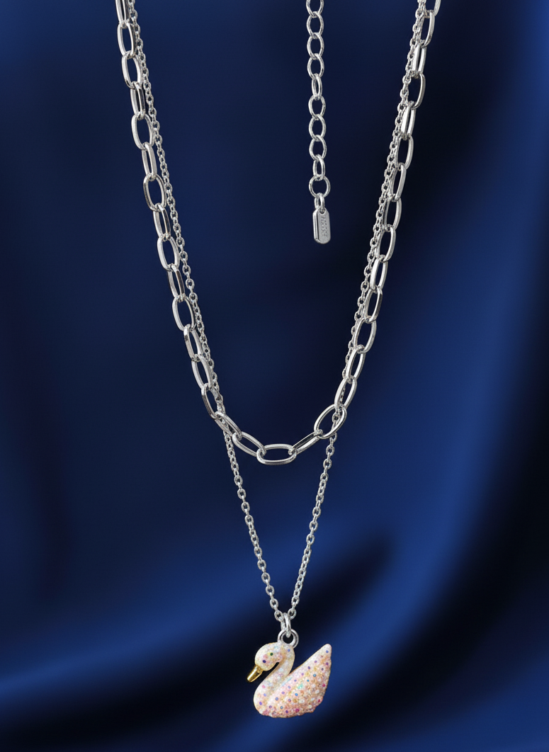 White Swan Pendant Necklace 🦢