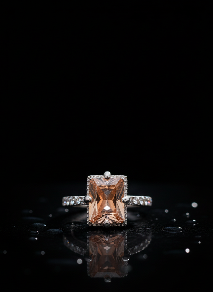 Brown Zircon Silver Ring