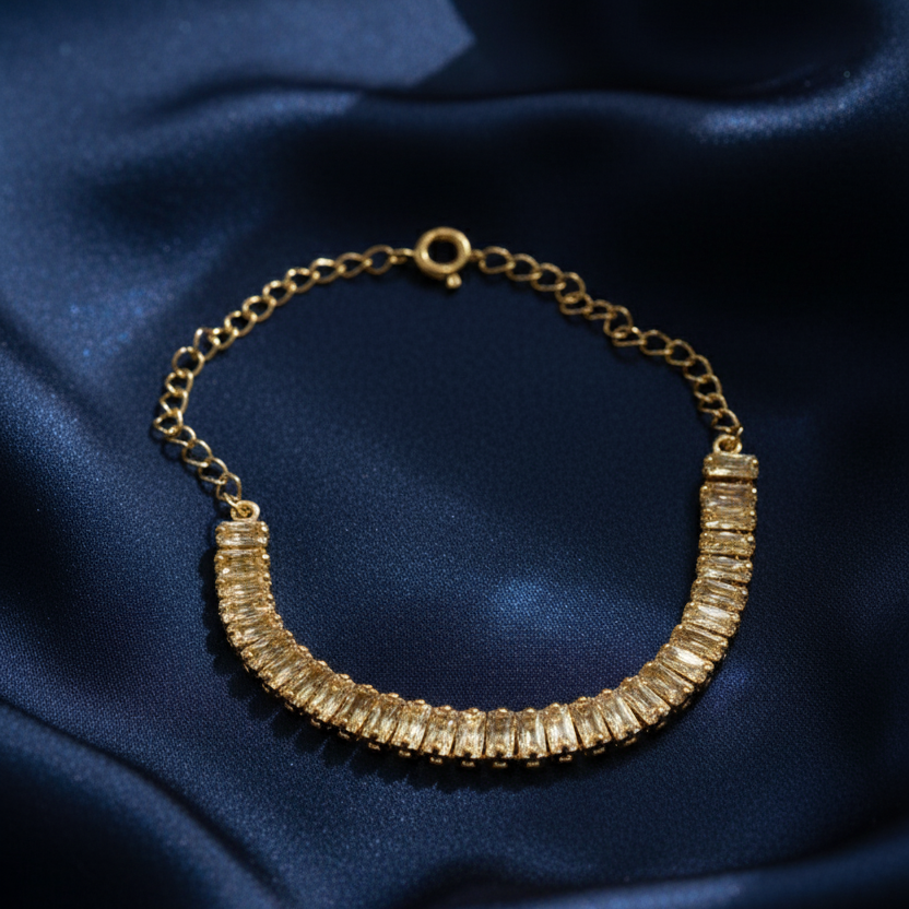 Rectangular Gemstone Bracelet Blue, White & Bronze