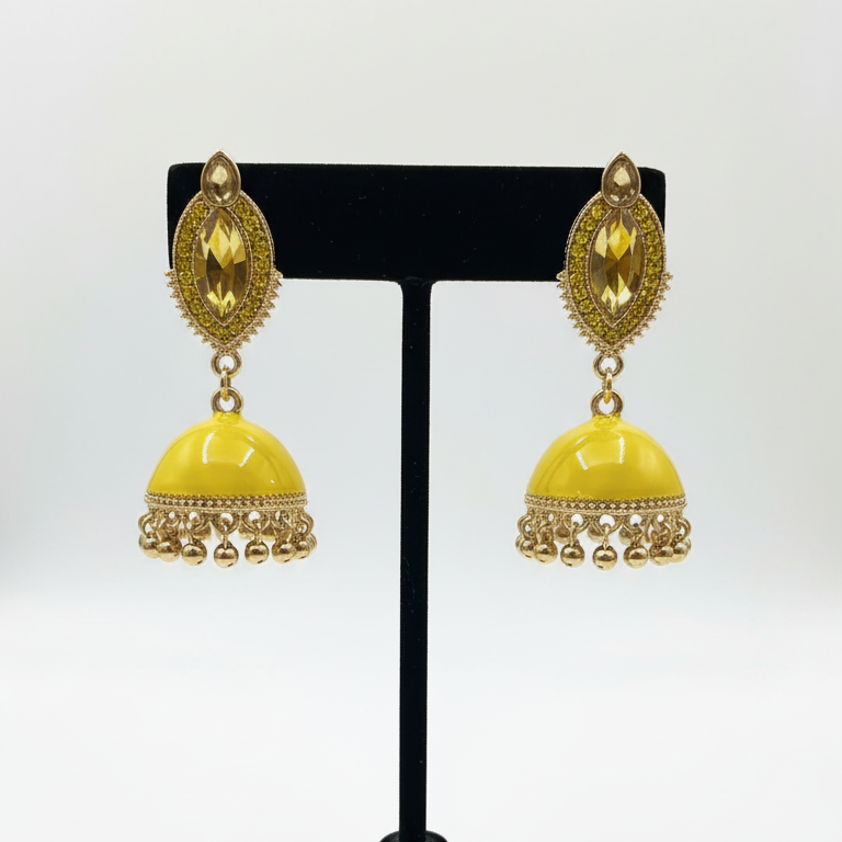 Pair of Peach & Yellow Jhumka
