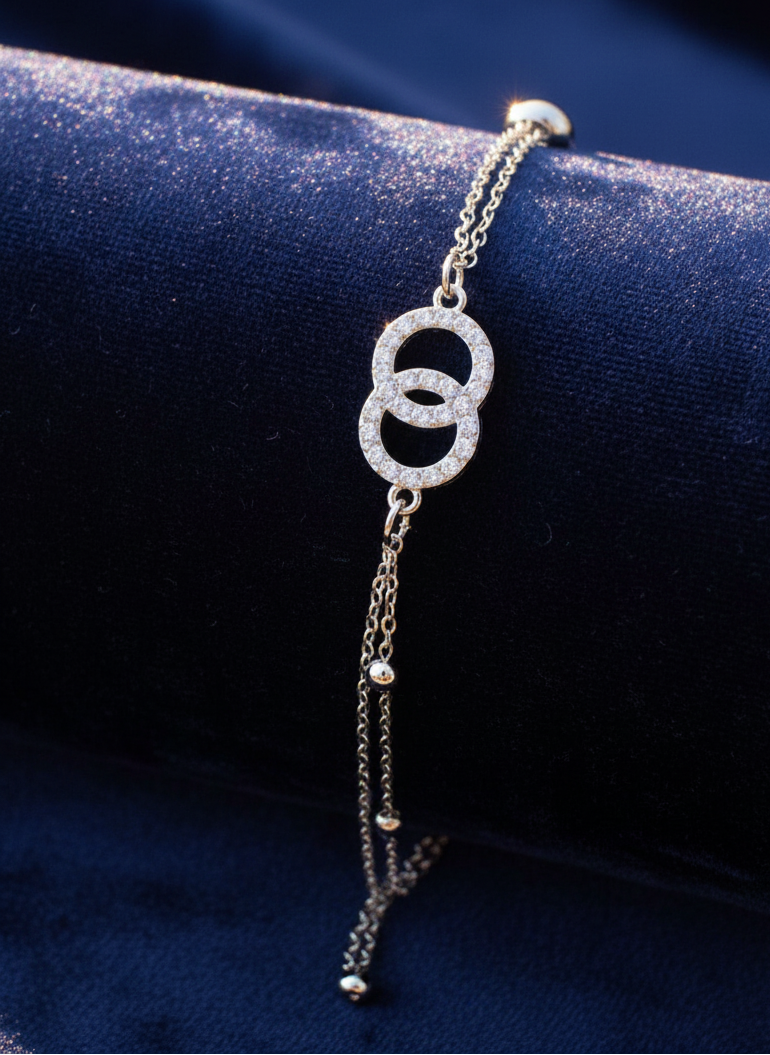 Double Circle Silver Bracelet