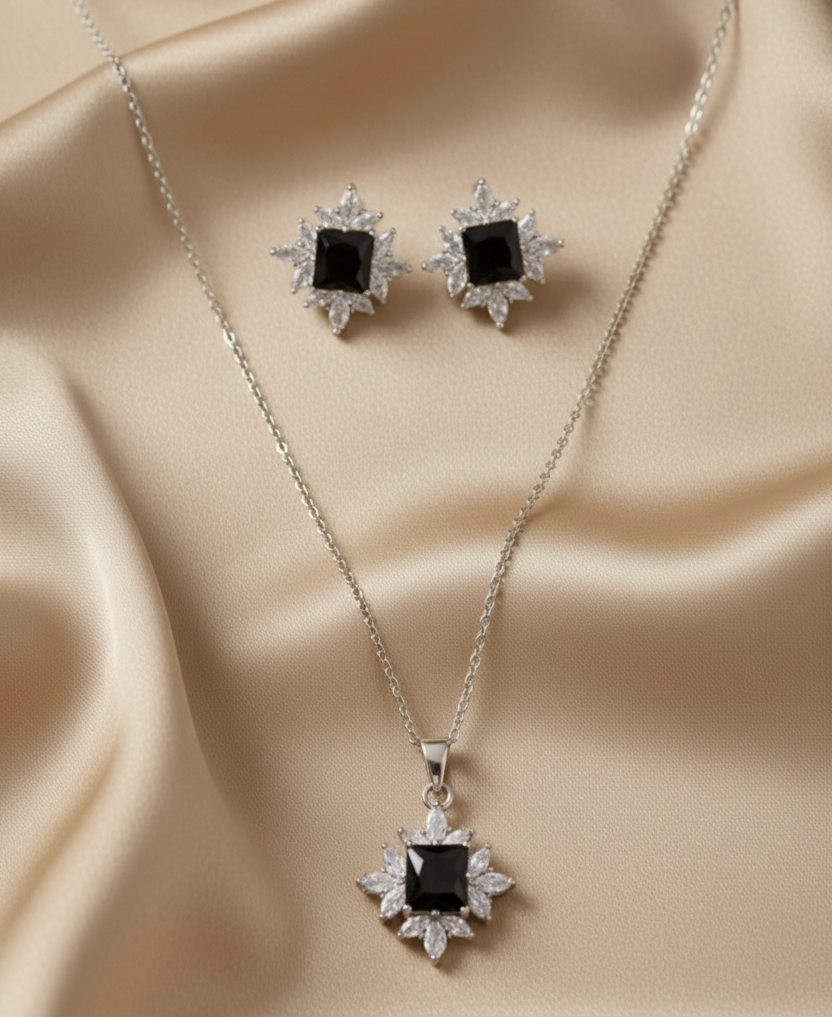 Rosemary Black Stone Locket Set