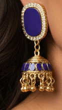 Dark Blue Jhumky Earrings