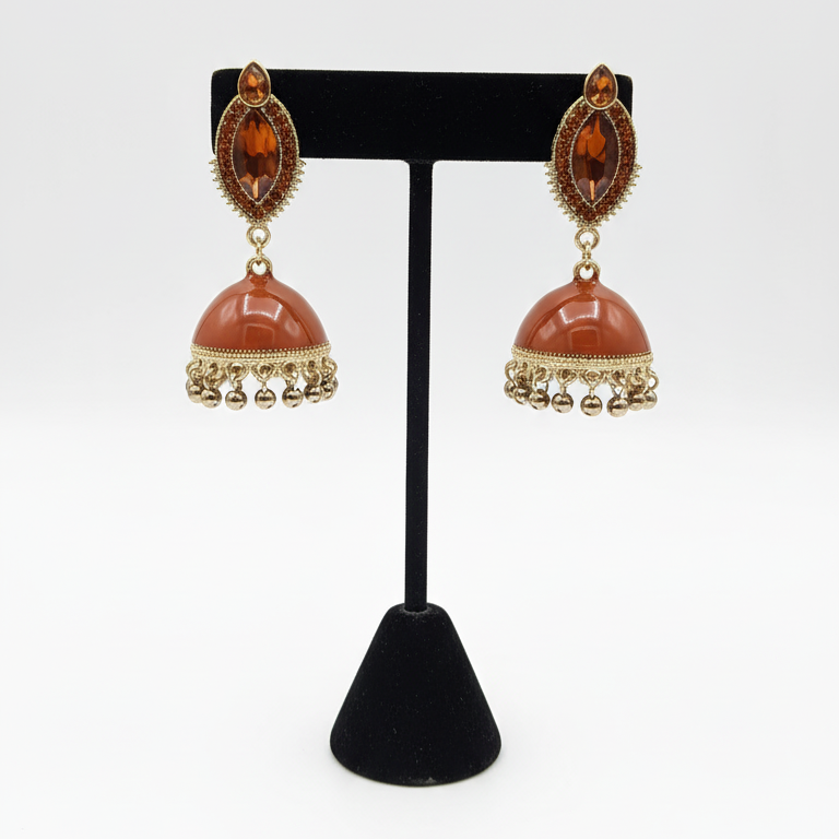 Elegant Pair of Brown & Pink Jhumka
