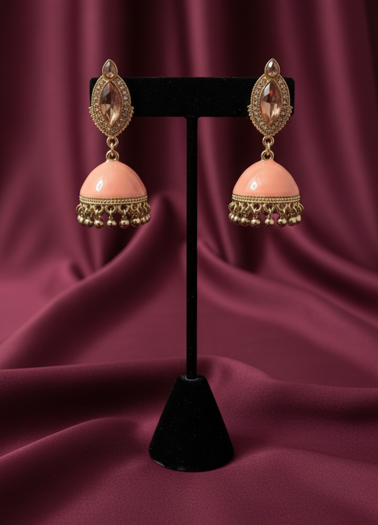 Pair of Peach & Yellow Jhumka