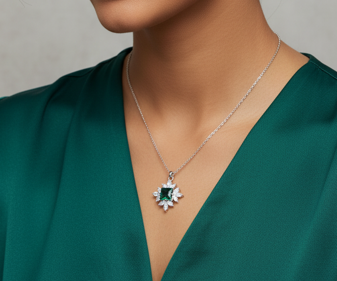 Rosemary Green Stone Locket Set