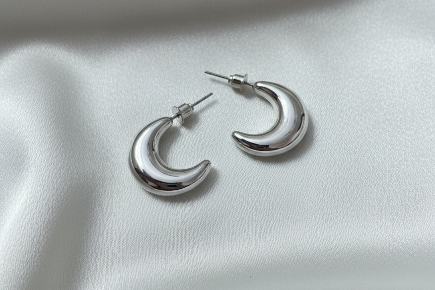 Silver Drop & Hoop Earrings Set