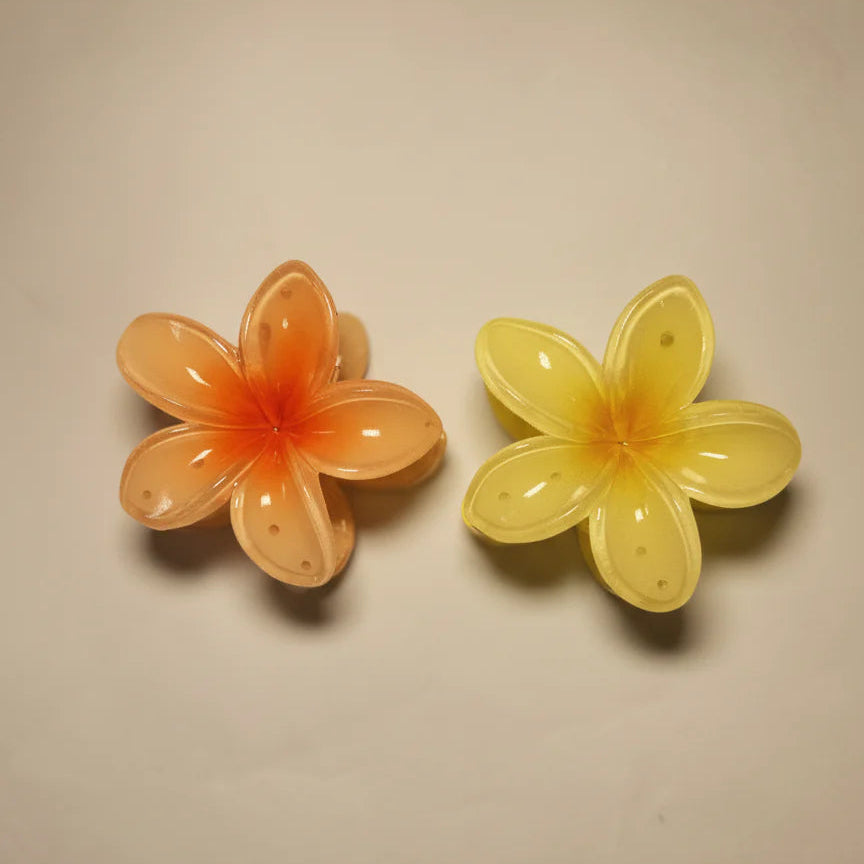 Glossy Floral Hair Claw Clips