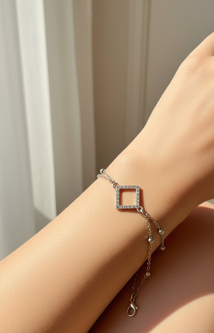 Square Link Silver Bracelet