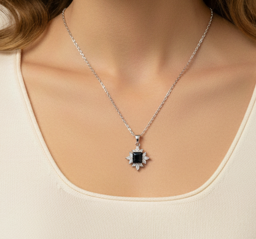 Rosemary Black Stone Locket Set