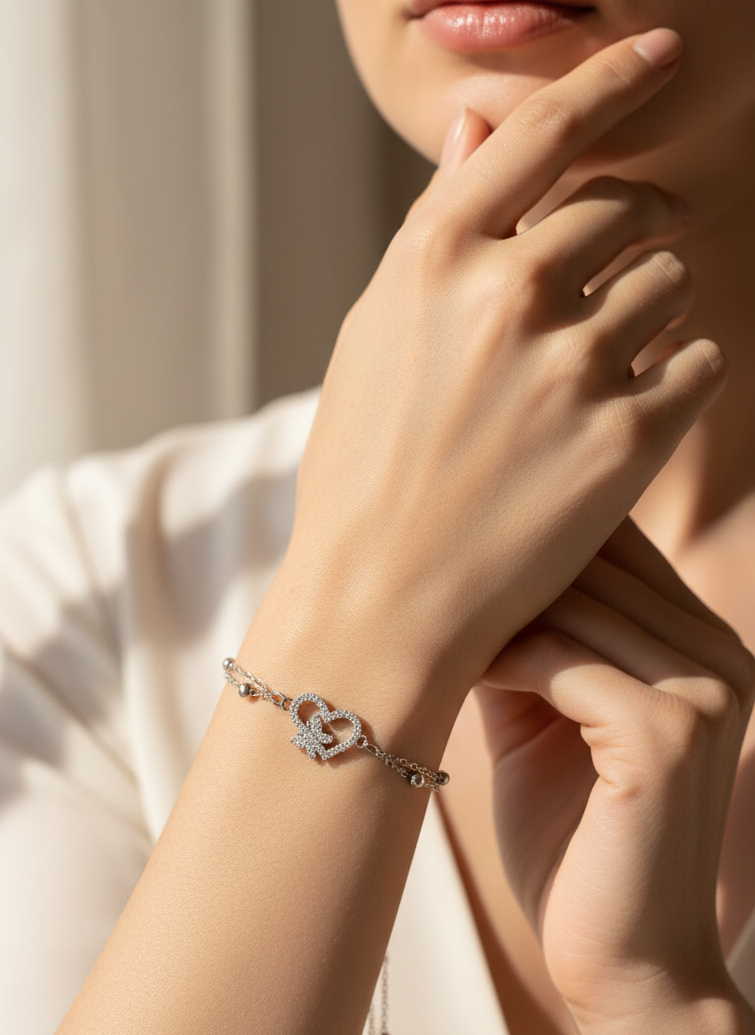 Heart with Butterfly Bracelet