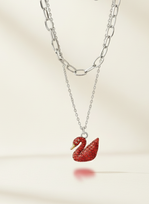 Red Duck Pendant Necklace