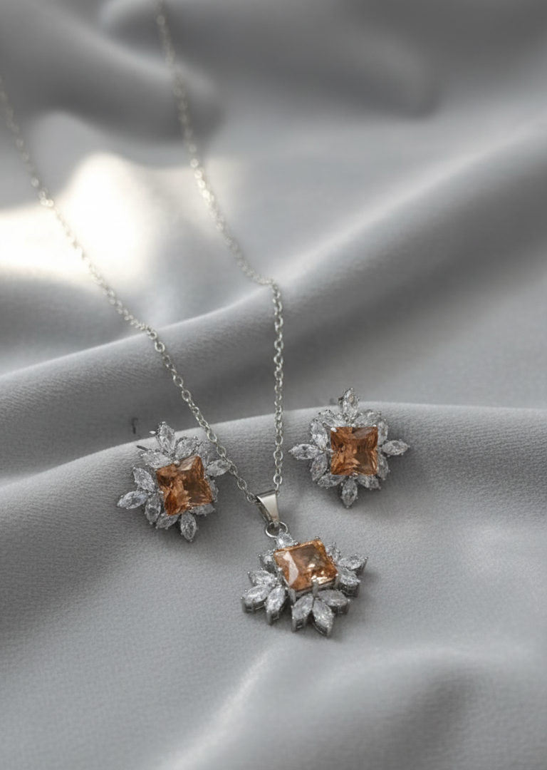 Rosemary Brown Stone Locket Set