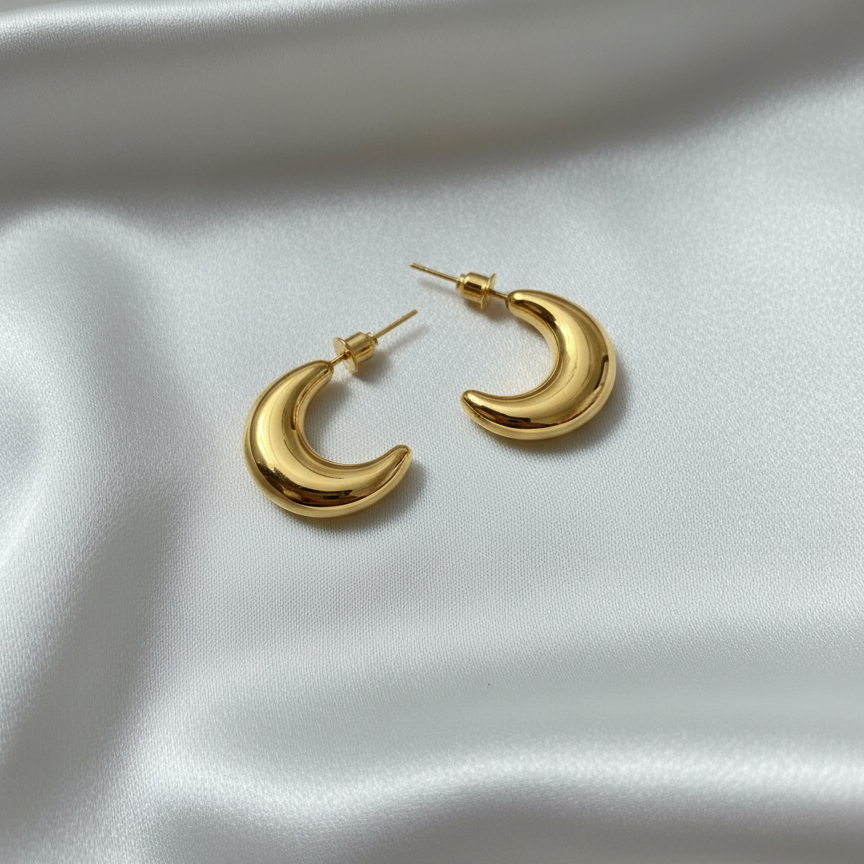 Golden Drop & Hoop Earrings Set
