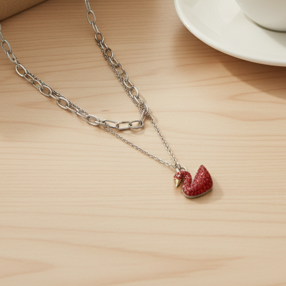 Red Duck Pendant Necklace