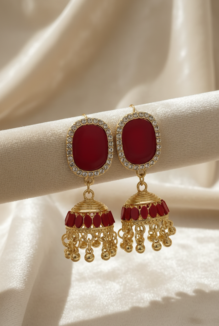 Ruby Radiance Red Jhumka