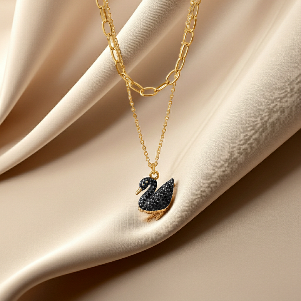 Black Swan Pendant Necklace