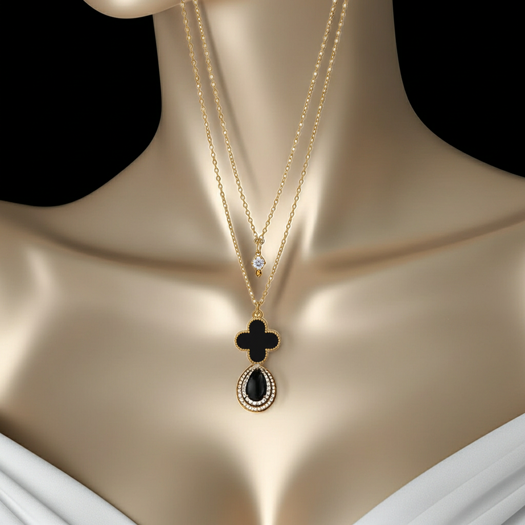 Black Petal Flower Pendant