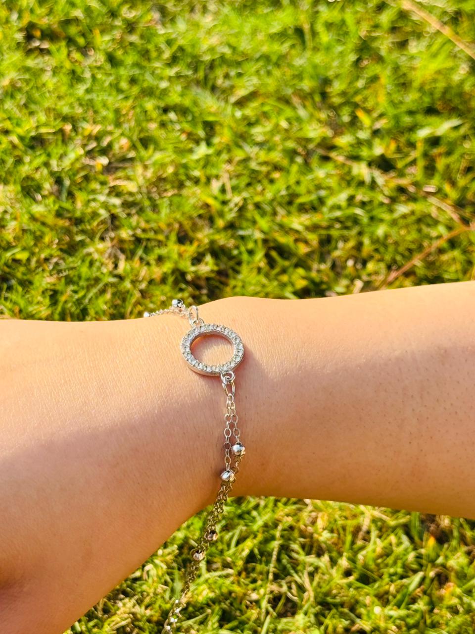 Circle Charm Silver Bracelet