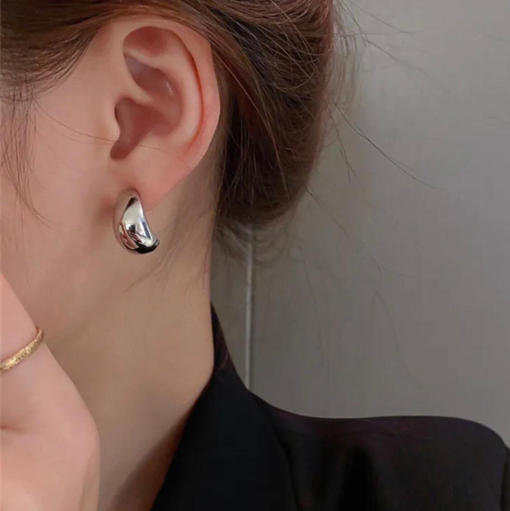 Silver Drop & Hoop Earrings Set