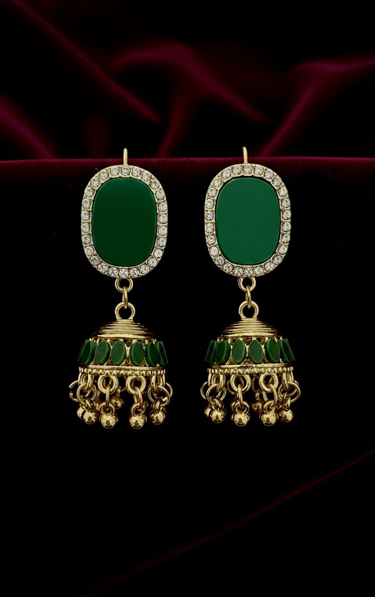Elegant Green Jhumky Earrings – Traditional