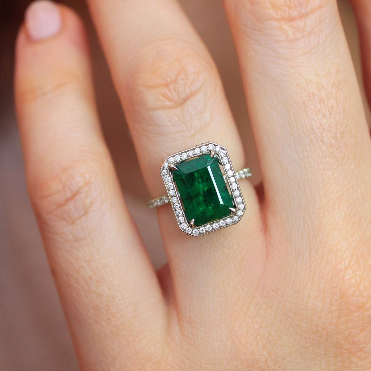 Green Zircon Silver Ring