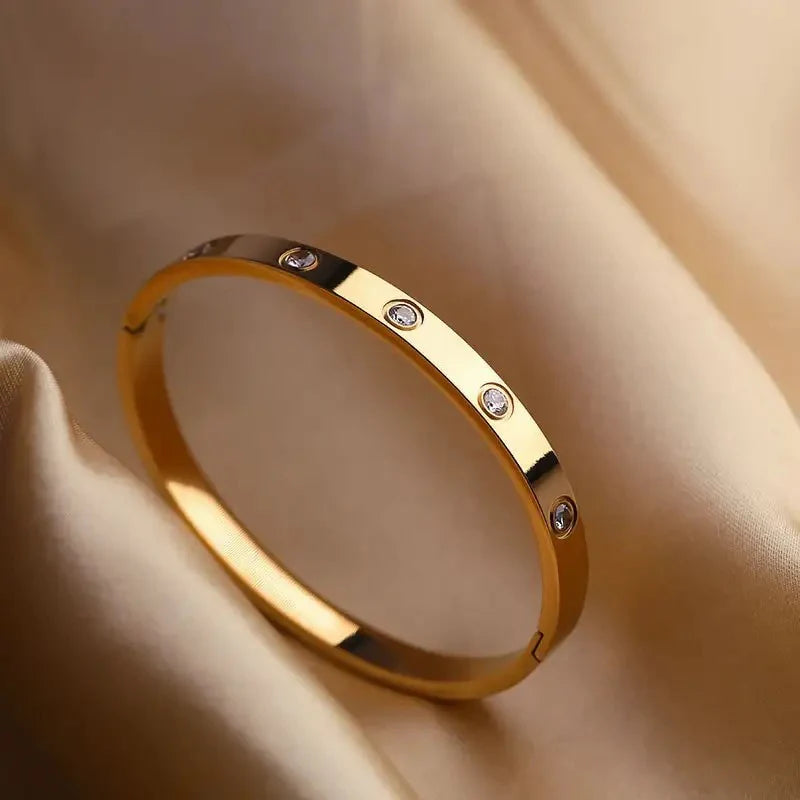 Golden Crystal Bangle Bracelet