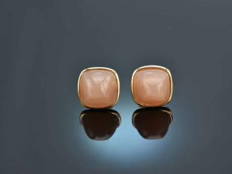 Soft Nude Geometric Square Stud Earrings